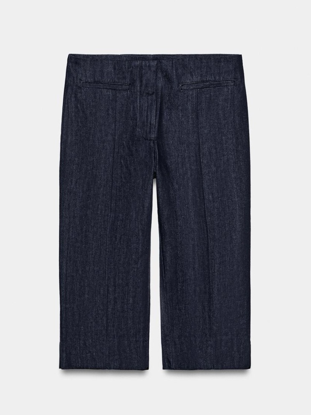 Zara NWT ZW COLLECTION denim capri pants dark blue denim